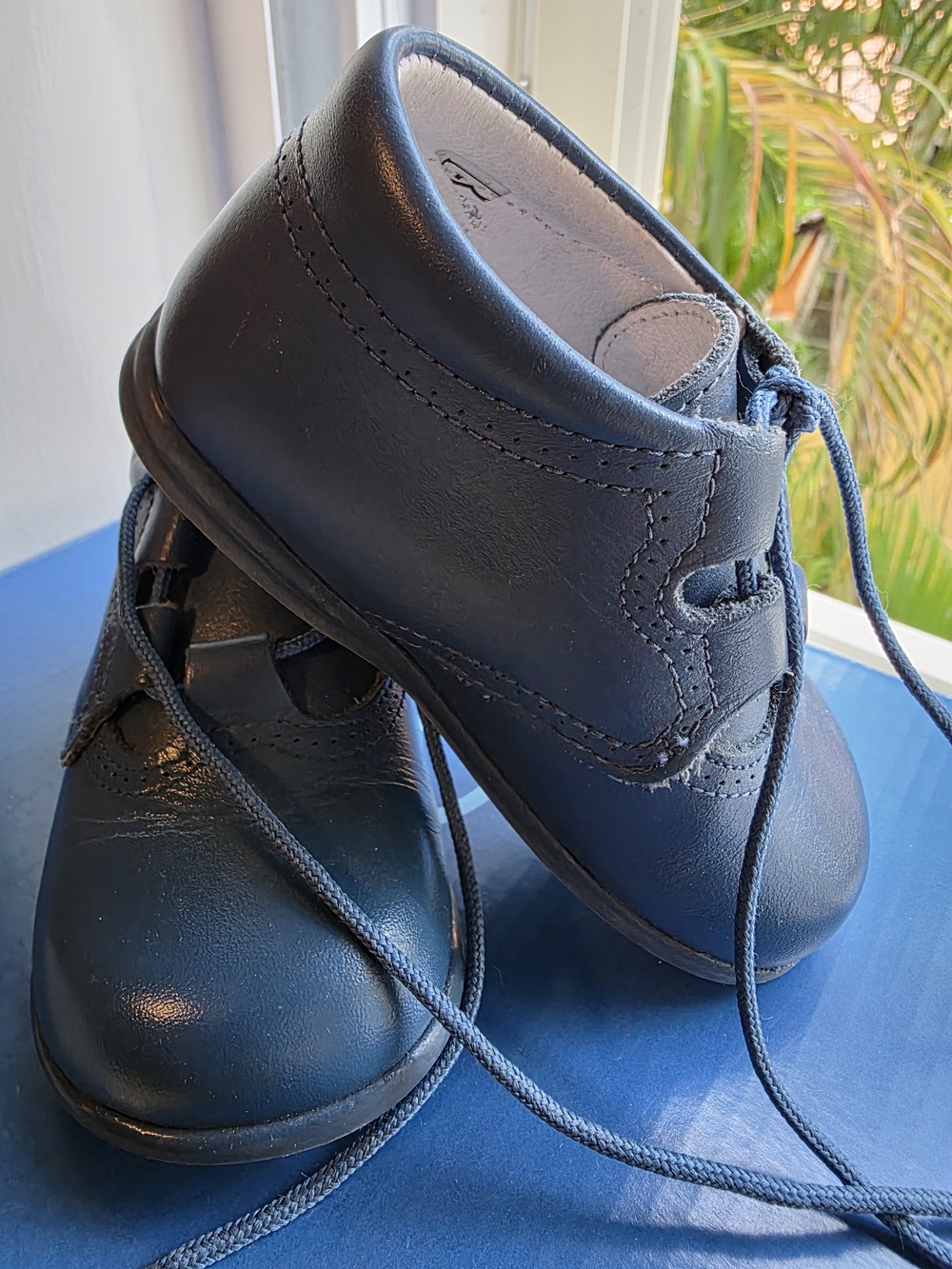 Spanish Kids Navy Blue Leather Lace-Up Shoes